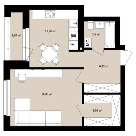 
  Продается студия 46.7 м², в ЖК  Римский квартал, 2 очередь. Фото 2.
