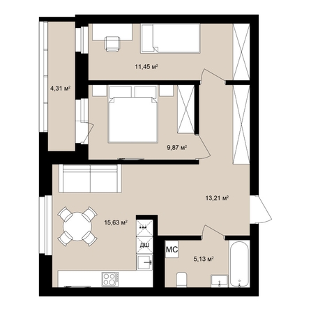 
  Продается 2-комн. квартира 59.7 м², в ЖК  Римский квартал, 2 очередь. Фото 2.