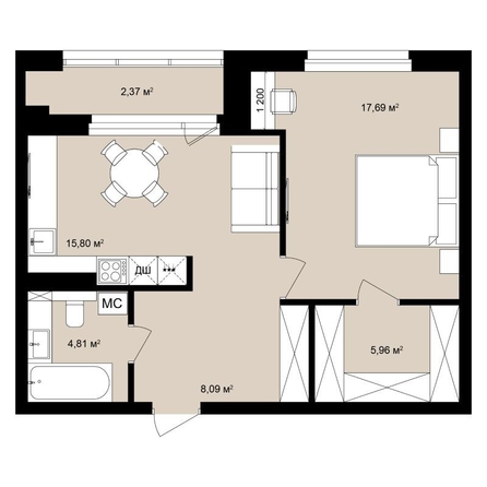 
  Продается студия 56.56 м², в ЖК  Римский квартал, 2 очередь. Фото 2.