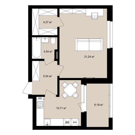 
  Продается студия 49.63 м², в ЖК  Римский квартал, 2 очередь. Фото 2.