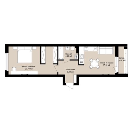 
  Продается 2-комн. квартира 53.99 м², в ЖК  Римский квартал, 2 очередь. Фото 2.