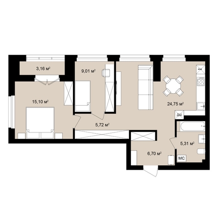 
  Продается 3-комн. квартира 70 м², в ЖК  Римский квартал, 2 очередь. Фото 2.