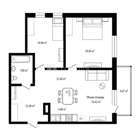 
  Продается 3-комн. квартира 76.62 м², в ЖК Флора и Фауна, дом 12а. Фото 21.