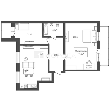 
  Продается 2-комн. квартира 79.3 м². Фото 20.