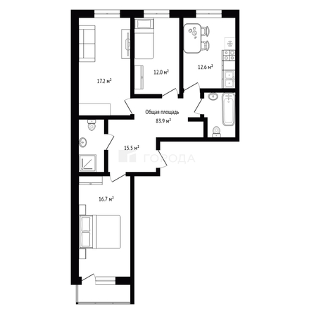 
  Продается 3-комн. квартира 83.9 м². Фото 2.
