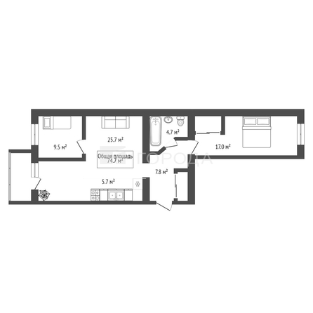 
  Продается 2-комн. квартира 74.7 м². Фото 13.