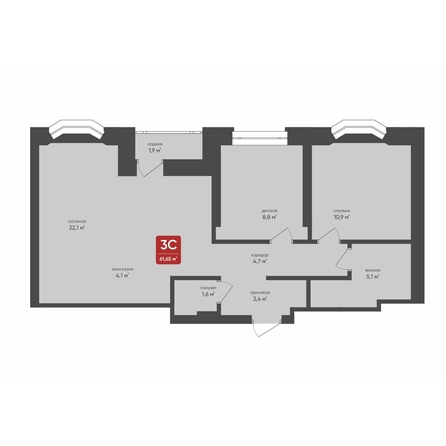 
  Продается 3-комн. квартира 61.65 м², в ЖК Промышленная 7. Фото 2.
