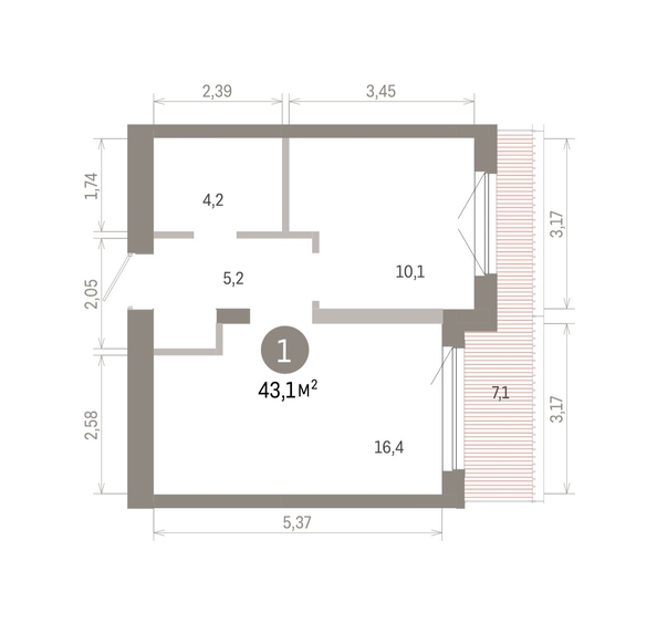 
  Продается 1-комн. квартира 43.1 м², в ЖК Европейский берег, дом 46. Фото 1.