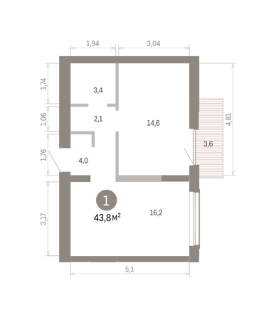 
  Продается 1-комн. квартира 43.84 м², в ЖК Европейский берег, дом 46. Фото 1.