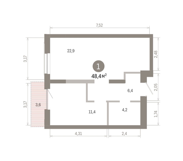 
  Продается 1-комн. квартира 48.43 м², в ЖК Европейский берег, дом 46. Фото 1.