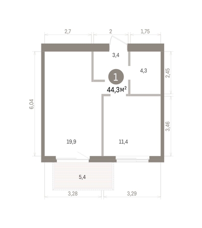 
  Продается 1-комн. квартира 44.34 м², в ЖК Пшеница, дом 5.2. Фото 1.