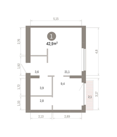 
  Продается 1-комн. квартира 42.9 м², в ЖК Лебедевский квартал, дом 1. Фото 1.