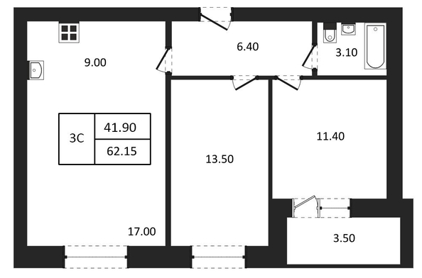 
  Продается 3-комн. квартира 62.15 м², в ЖК Дивноград. Фото 7.