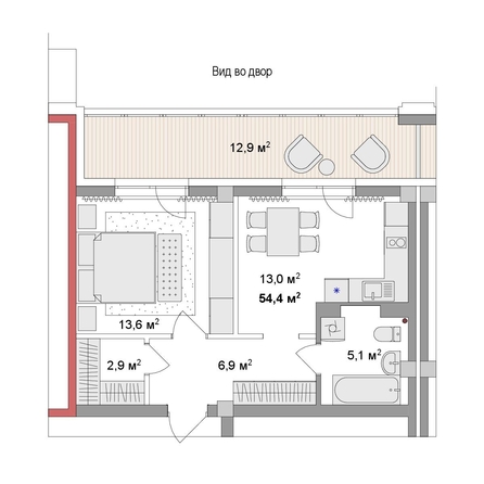 
  Продается 2-комн. квартира 54.4 м², в ЖК Мегаполис. Фото 6.