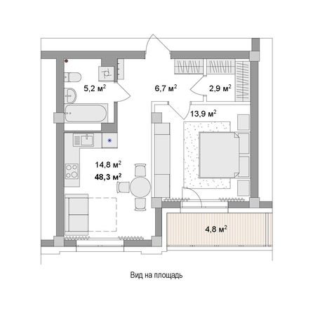 
  Продается 2-комн. квартира 48.3 м², в ЖК Мегаполис. Фото 6.