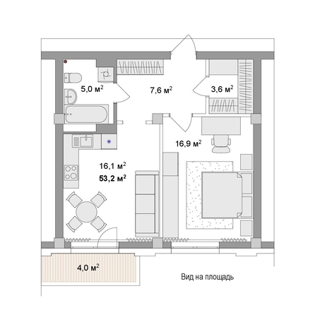 
  Продается 2-комн. квартира 53.2 м², в ЖК Мегаполис. Фото 6.