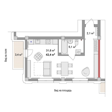 
  Продается студия 42.4 м², в ЖК Мегаполис. Фото 6.