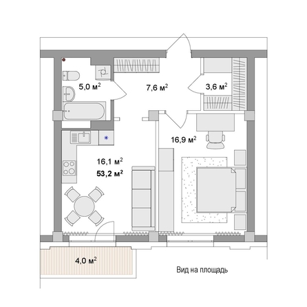 
  Продается 2-комн. квартира 53.2 м², в ЖК Мегаполис. Фото 6.