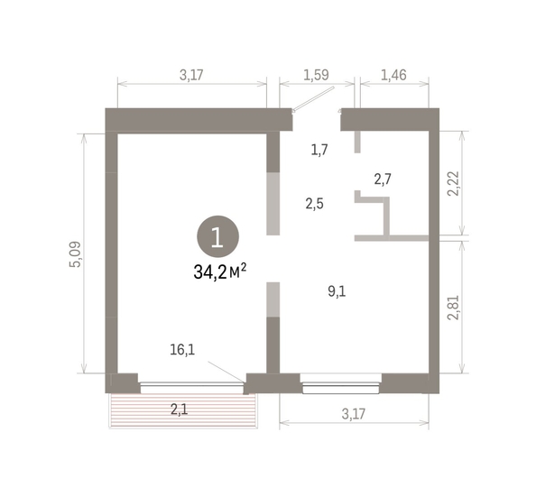 
  Продается 1-комн. квартира 34.2 м², в ЖК Лебедевский квартал, д 1. Фото 1.