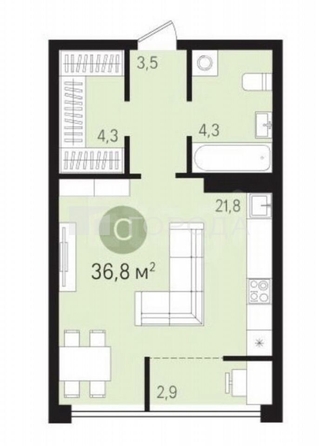 
  Продается студия 34.3 м², в ЖК Панорама, дом 7. Фото 20.