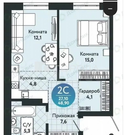 
  Продается 2-комн. квартира 48.9 м², в ЖК Семейный квартал, дом 1. Фото 12.