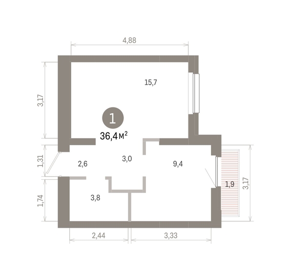 
  Продается 1-комн. квартира 36.4 м², в ЖК Лебедевский квартал, д 1. Фото 1.