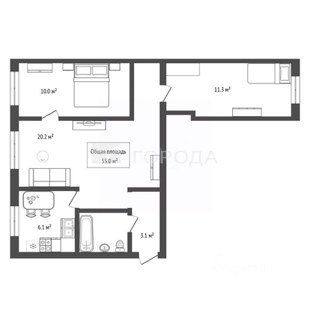 
  Продается 3-комн. квартира 54.8 м². Фото 1.