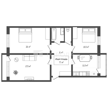
  Продается 3-комн. квартира 76.8 м². Фото 27.