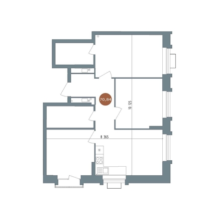 
  Продается 3-комн. квартира 69.7 м², в  19/56 Кварталы Телецентра, 2. Фото 1.
