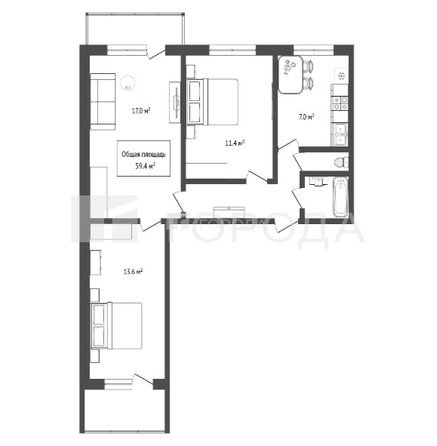 
  Продается 3-комн. квартира 59.4 м². Фото 5.