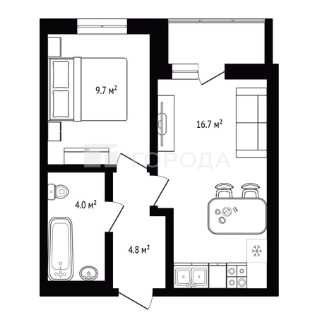 
  Продается 2-комн. квартира 38.2 м², в ЖК Крылья, б/с 1-3. Фото 15.