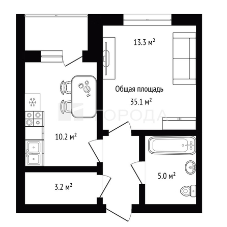 
  Продается 1-комн. квартира 35.1 м². Фото 29.