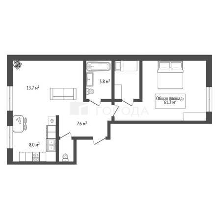 
  Продается 2-комн. квартира 61.2 м². Фото 19.