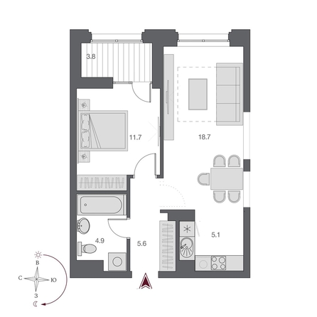 
  Продается 2-комн. квартира 47.9 м², в  Дом Нобель. Фото 1.