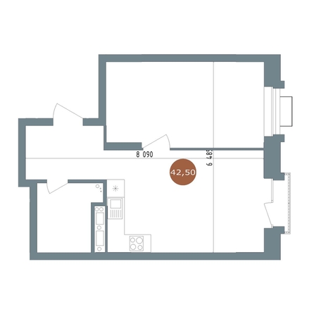 
  Продается 1-комн. квартира 42.8 м², в ЖК 19/56 Кварталы Телецентра, сек 2. Фото 1.