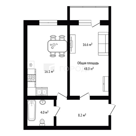 
  Продается 1-комн. квартира 48 м². Фото 8.