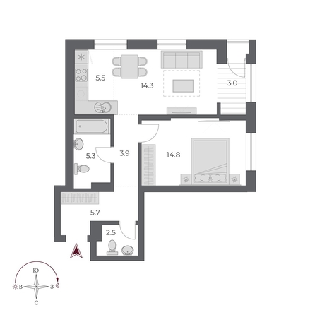 
  Продается 2-комн. квартира 55 м², в ЖК ОСКАР, дом 2. Фото 2.