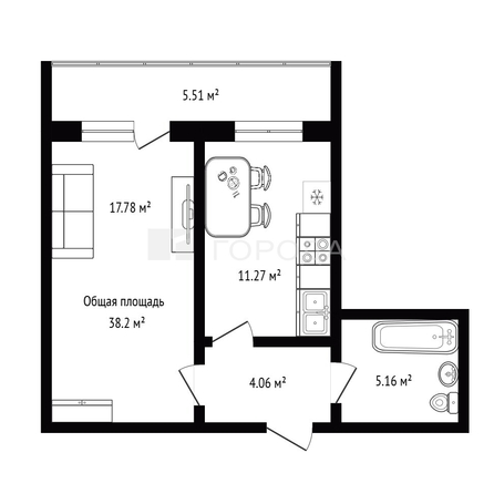 
  Продается 1-комн. квартира 38.2 м². Фото 7.