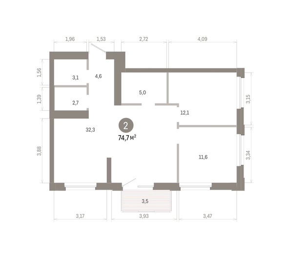 
  Продается 2-комн. квартира 74.73 м², в ЖК Город на озере. Фото 2.