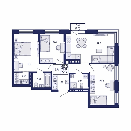 
  Продается 3-комн. квартира 79.3 м², в ЖК Сила леса, корп 1. Фото 1.