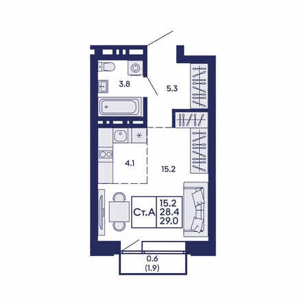 
  Продается студия 29 м², в ЖК Сила леса, корп 1. Фото 1.