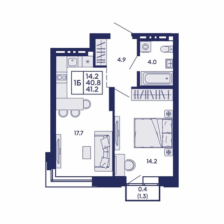 
  Продается 1-комн. квартира 41.2 м², в ЖК Сила леса, корп 1. Фото 2.