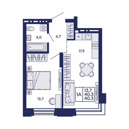
  Продается 1-комн. квартира 40.3 м², в ЖК Сила леса, корп 1. Фото 1.