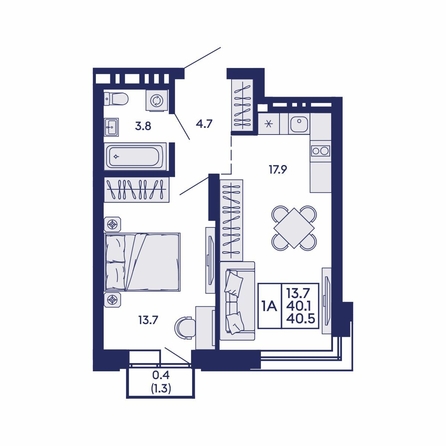 
  Продается 1-комн. квартира 40.5 м², в ЖК Сила леса, корп 1. Фото 1.