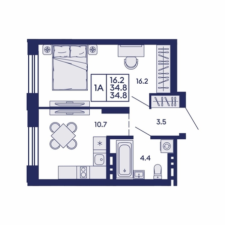 
  Продается 1-комн. квартира 34.8 м², в ЖК Сила леса, корп 2. Фото 1.