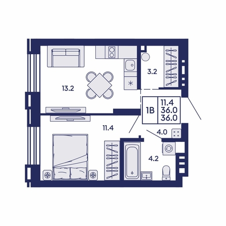 
  Продается 1-комн. квартира 36 м², в ЖК Сила леса, корп 2. Фото 1.