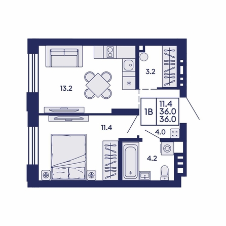 
  Продается 1-комн. квартира 36 м², в ЖК Сила леса, корп 2. Фото 1.