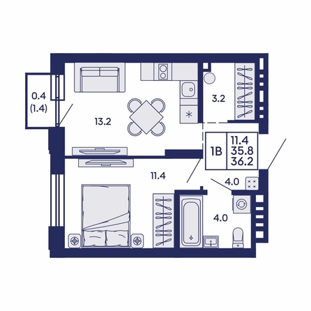 
  Продается 1-комн. квартира 36.2 м², в ЖК Сила леса, корп 2. Фото 1.