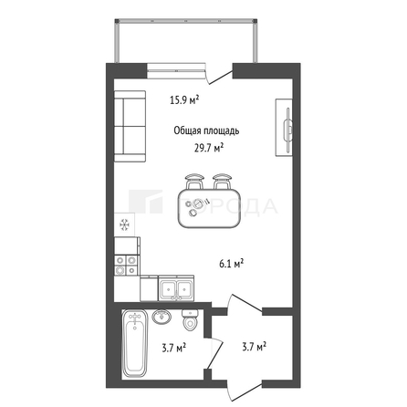 
  Продается студия 29.7 м², в ЖК Матрешкин двор, дом 1 . Фото 2.