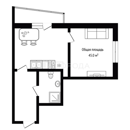 
  Продается 1-комн. квартира 45 м², в ЖК Золотая роща. Фото 2.